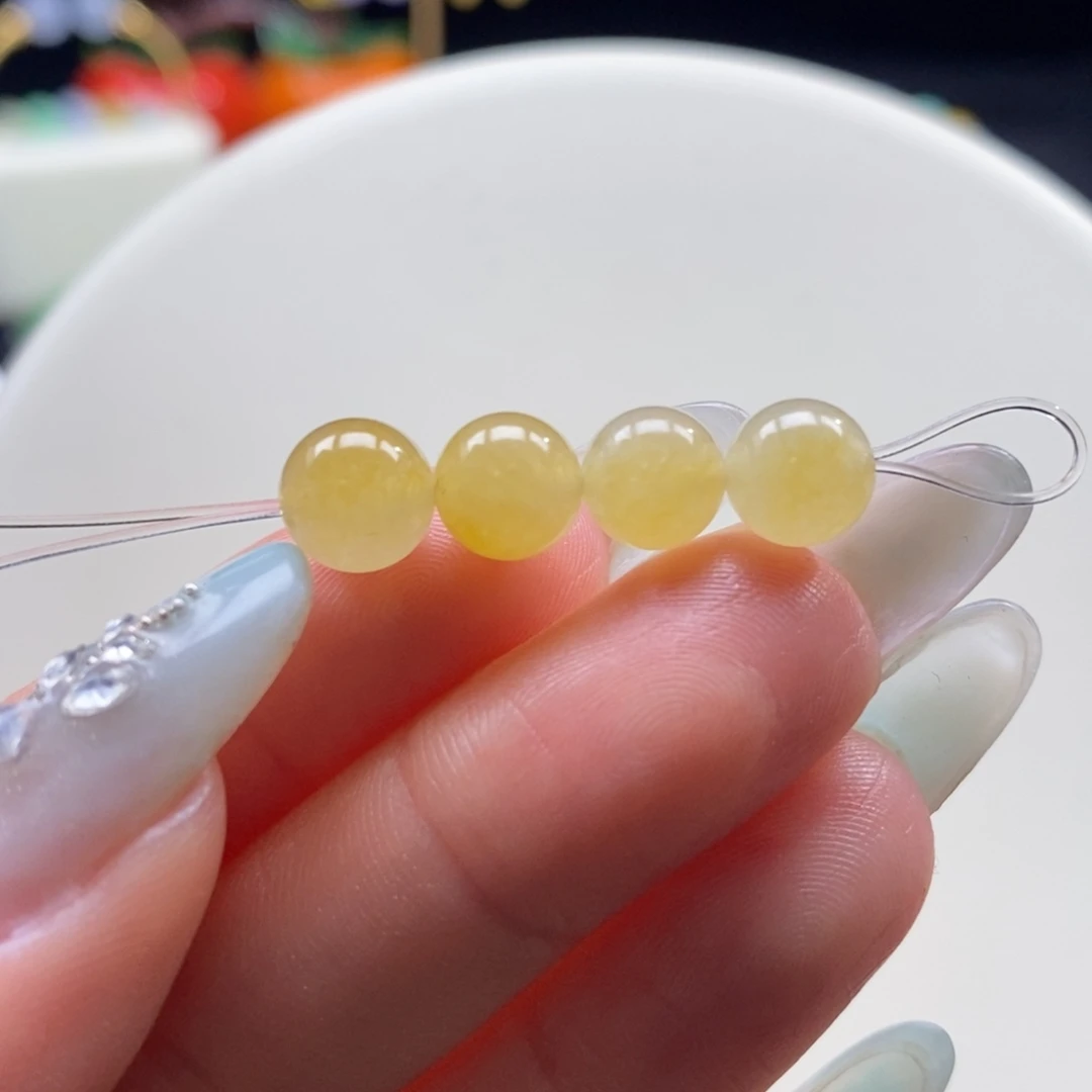 翡翠未镶嵌颈饰翡翠冰黄小珠卡7+只发一颗