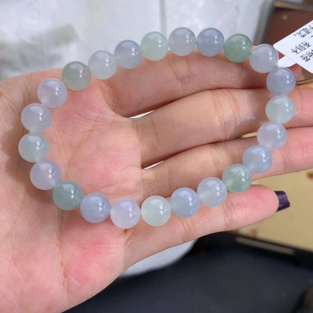 翡翠未镶嵌手串卡8冰胶马卡龙手串