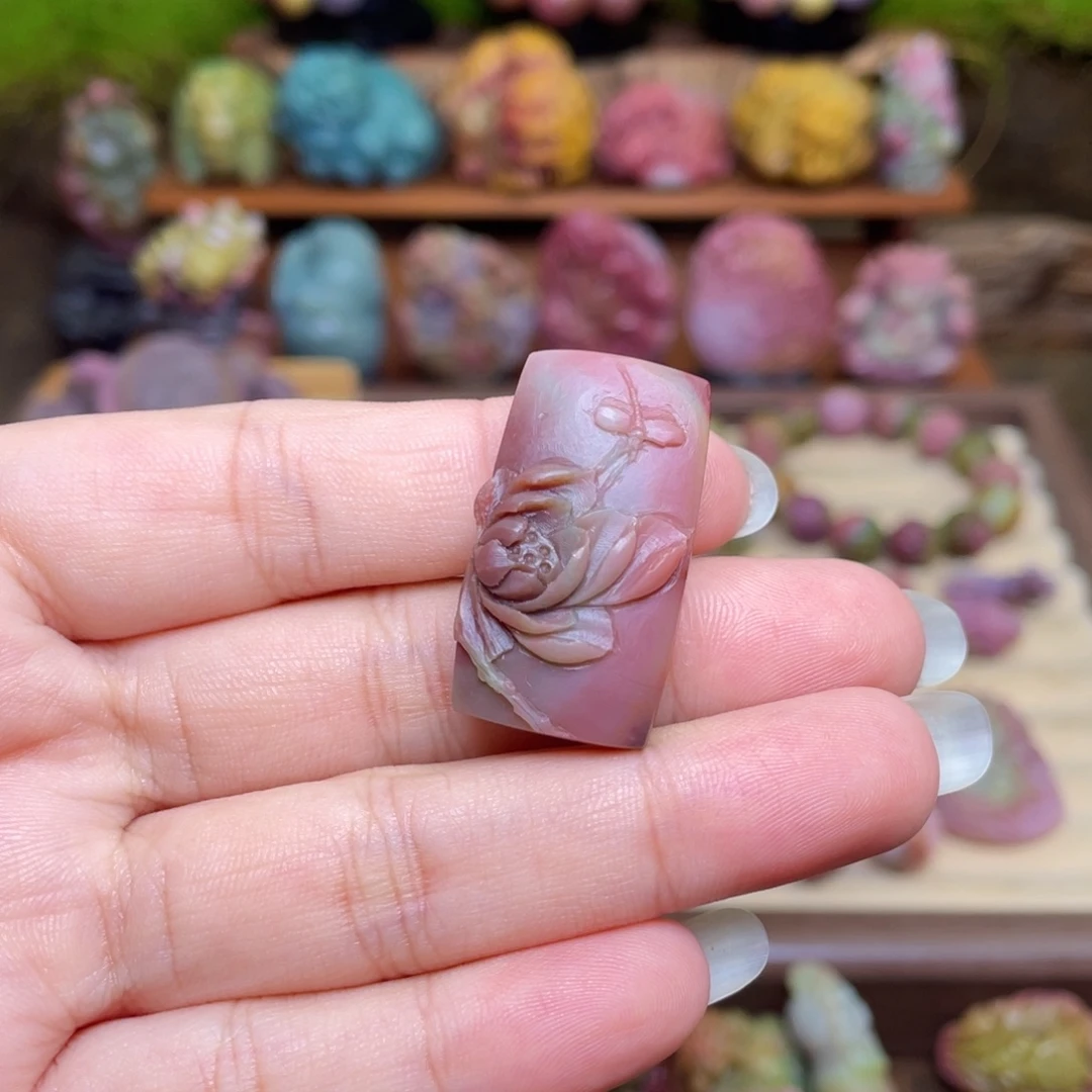 玛瑙/玉髓未镶嵌吊坠(赠链)盐源玛瑙苏工蜻蜓花花