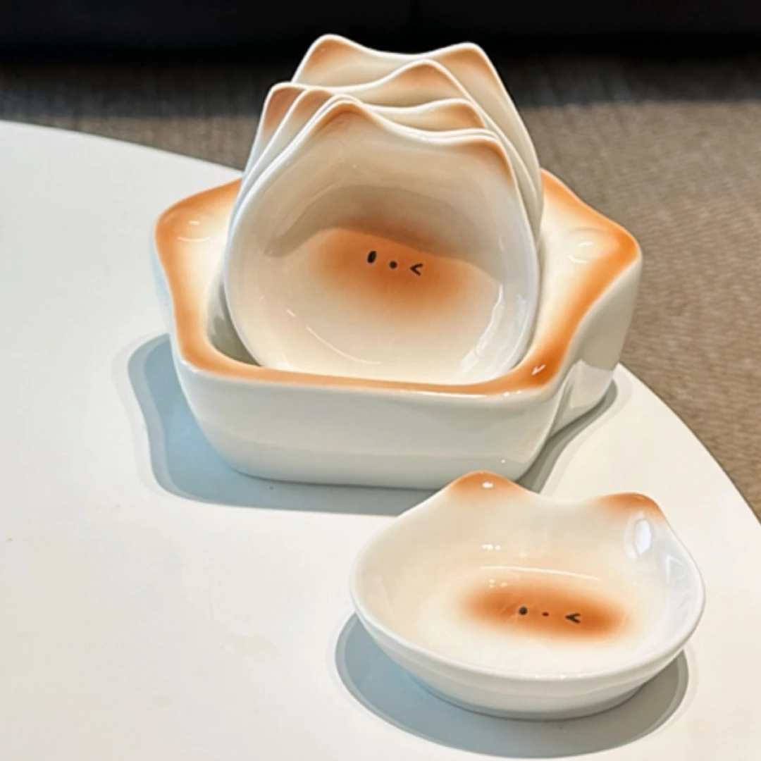 MOMO新款可爱暹罗猫陶瓷蘸料碟收纳罐厨房餐厅调味小碟子火锅YX