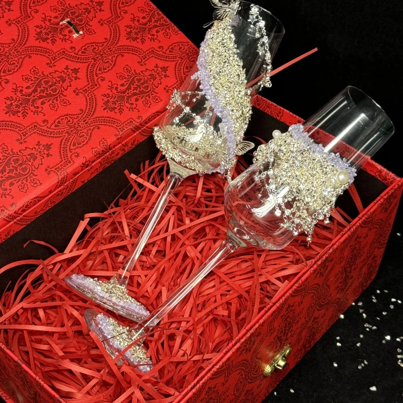 敬酒杯diy高脚酒杯结婚闺蜜结婚酒杯酒杯diy敬酒杯结婚杯子