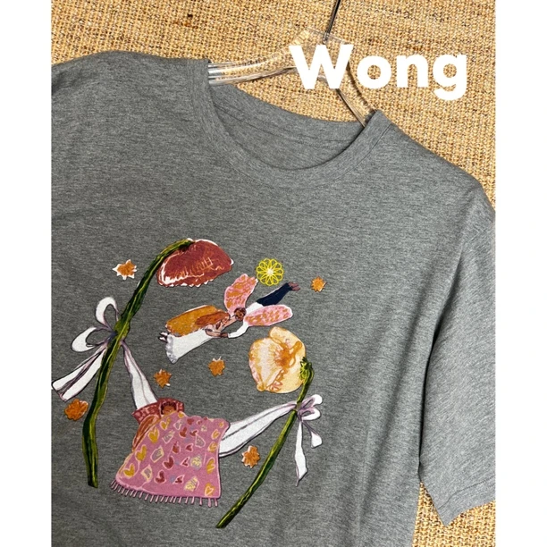 Wong_ting小众设计师夏季花之舞百搭短袖T恤26435