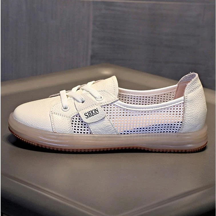 薄款镂空小白板鞋女夏季女透气浅口2025牛筋软底防臭一脚蹬单鞋女