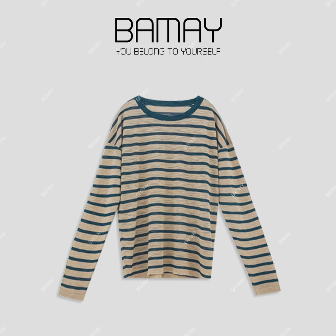 【大菲专属】优雅松弛感休闲百搭设计师条纹针织衫BM2402MY0010Z