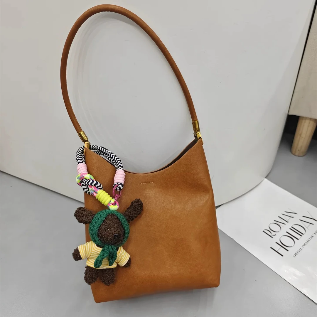 【ZiJun】9368复古单肩水桶包秋季高级感休闲子母小众托特包大容量