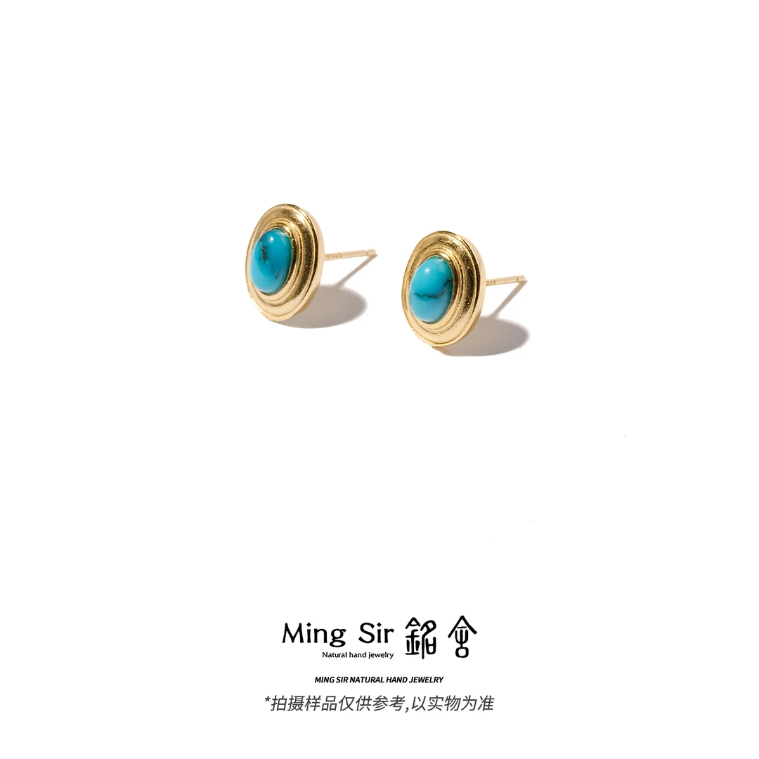 925银耳饰 【铭舍】银饰耳钉s925银镶嵌珠宝玉石