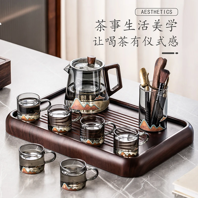 中式简约透明耐热玻璃泡茶壶新款高档茶水分离茶壶功夫茶具家用