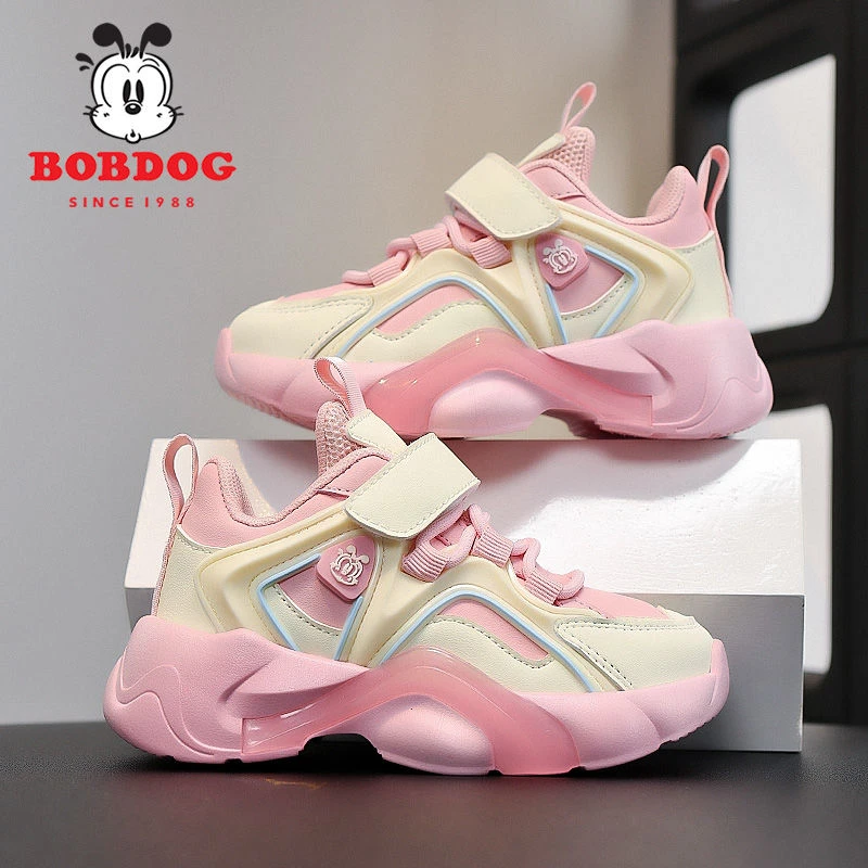 巴布豆女童鞋子皮面防水2025春秋新款百搭休闲公主软底儿童运动鞋