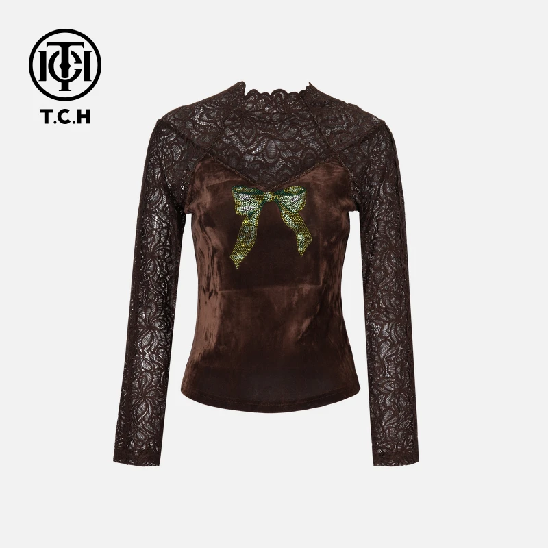 TCH私服烫钻工艺新时尚淑女百搭新潮流打底衫T75C02E5019轻奢tch