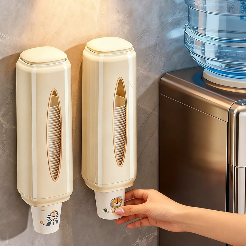 一次性杯子取杯器吸盘壁挂式自动纸杯架取杯架饮水机杯子架置物架