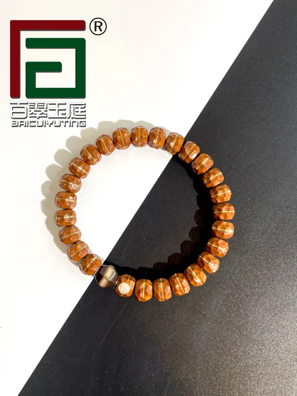 咖皮实心无相一线天卡9+尺寸带菱形小天紫金鼠男士手串