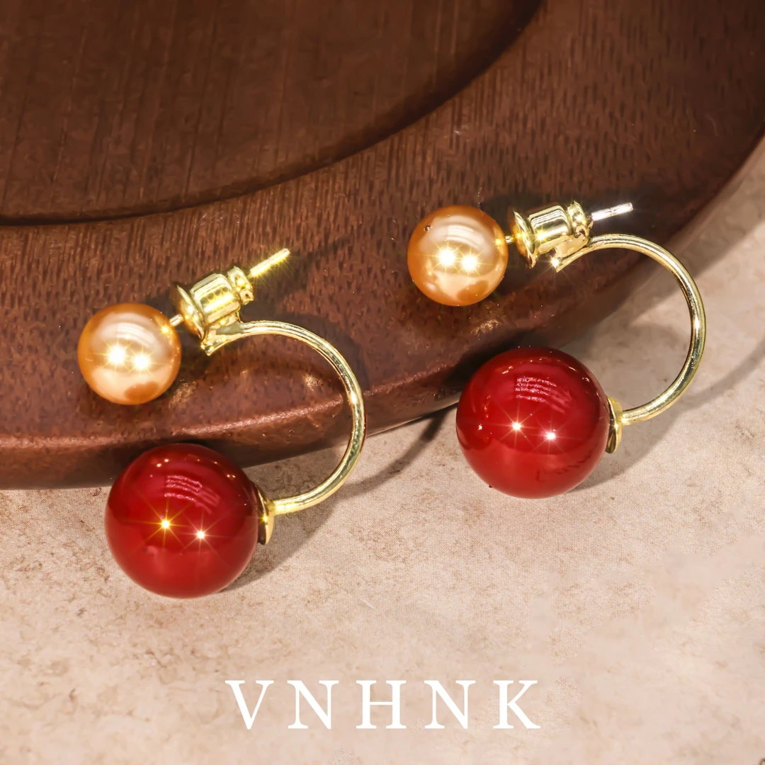 铜合金仿珍珠耳饰 美可儿  G513    金色（10mm6mm)小众时尚耳环