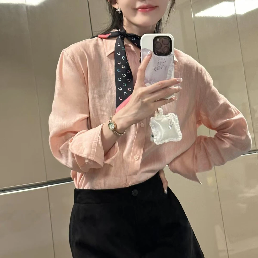 棉麻刺绣衬衫复古百搭透气宽松上衣显瘦气质高级感莫兰迪色系衬衫