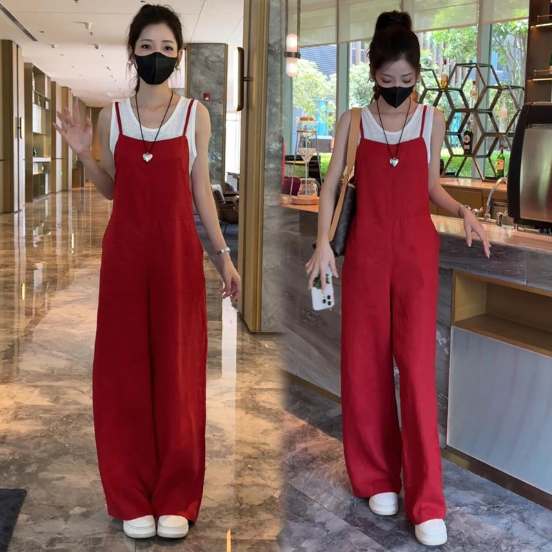 时尚套装女2025夏季新款时髦洋气无袖背心上衣背带裤减龄两件套潮