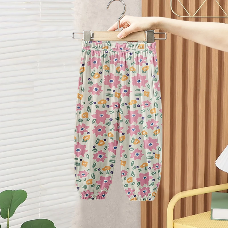 2025女童外穿防蚊裤夏季新款裤子宽松洋气女孩宝宝儿童冰丝束脚裤
