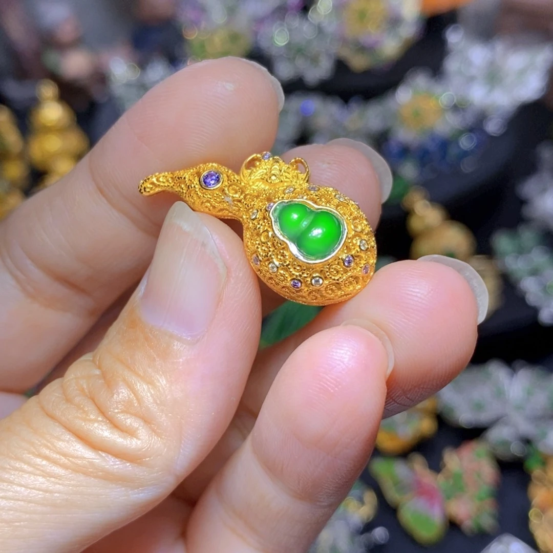 翡翠银S925镶嵌套链天然资源