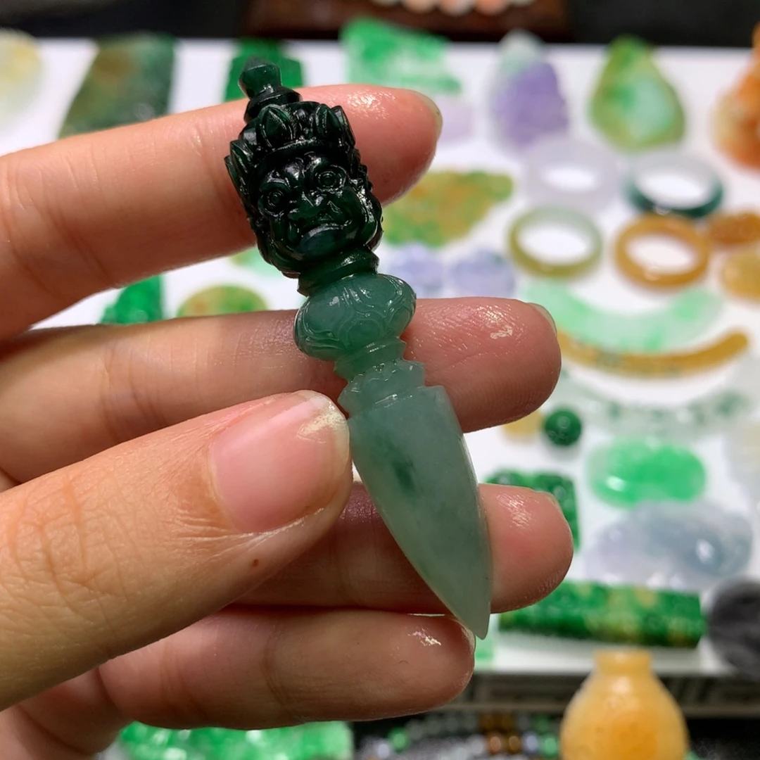 未镶嵌定制翡翠草***马降魔杵