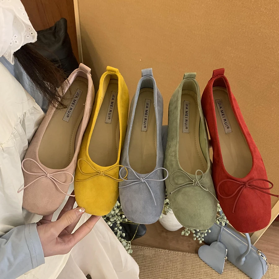 蝴蝶结法式复古小红色单鞋女鞋子2025新款春夏季百搭芭蕾舞奶奶鞋