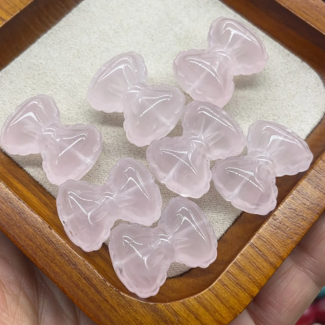 玛瑙/玉髓珠宝半成品未镶嵌粉水晶蝴蝶结一颗