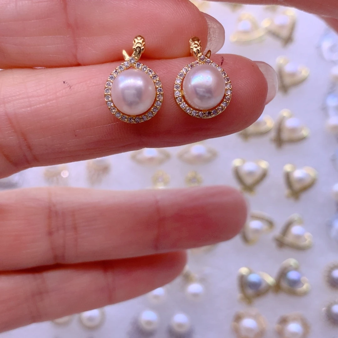 合金淡水珍珠耳饰