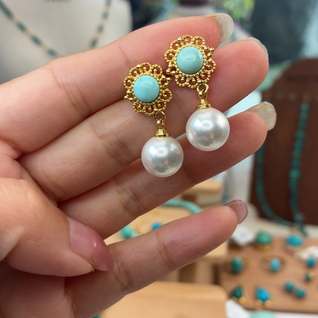 绿松石合金耳饰耳环