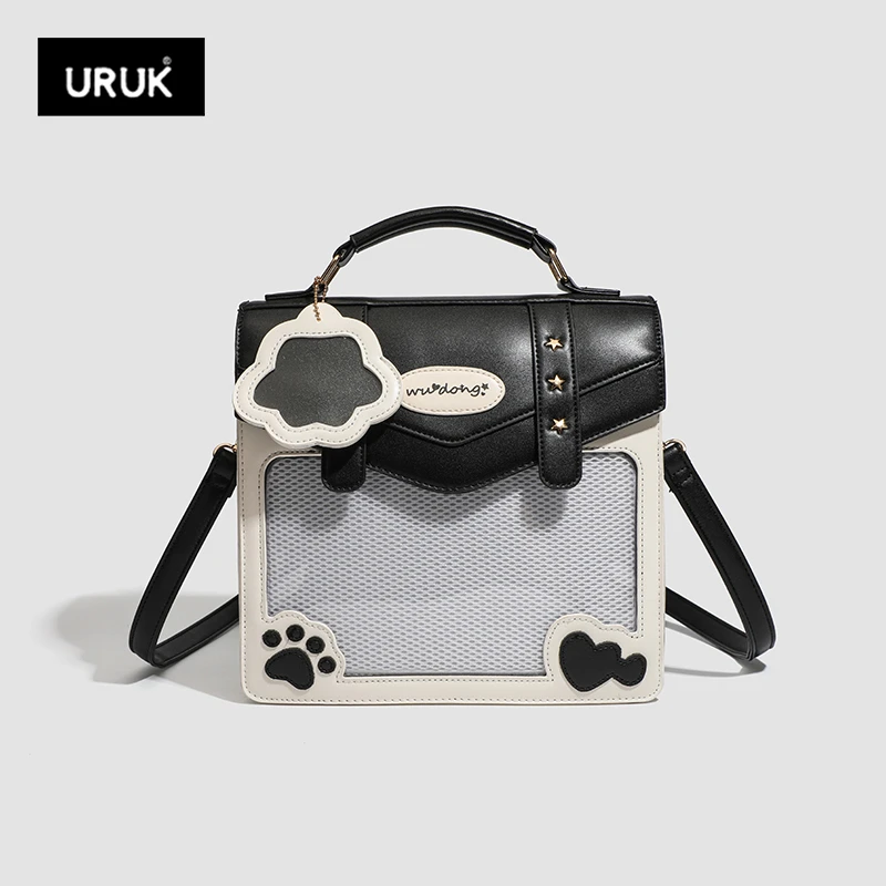 URUK日常百搭透明高颜值时尚新款斜挎痛包二次元徽章吧唧双肩女包
