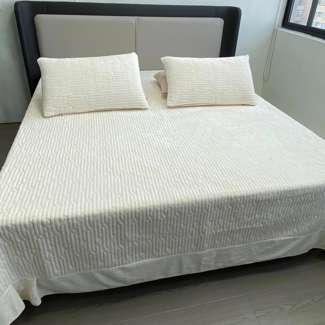 丽家平！丽绵绒！2025新床盖夹棉绗缝床盖三件套 秋冬暖牛奶绒床盖