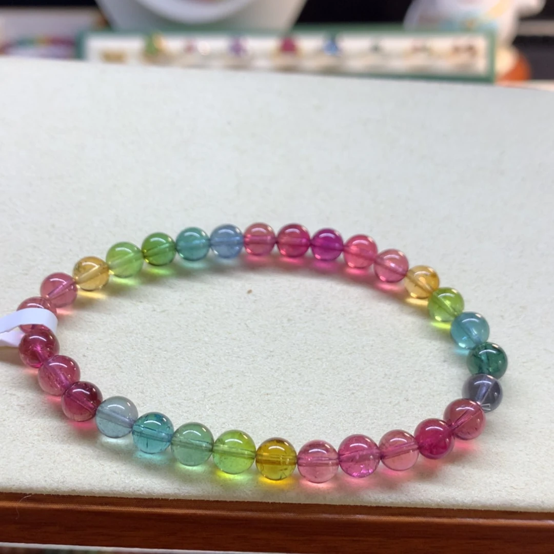 【闪购商品】碧玺手串未镶嵌艳丽彩虹色标6.2mm
