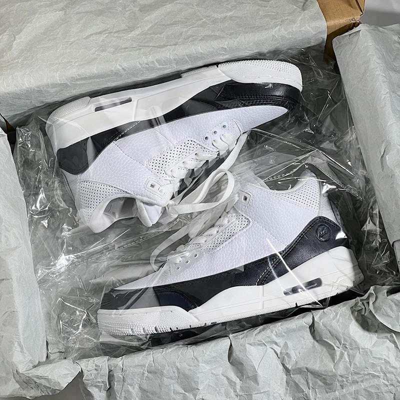 莆田aj3气垫篮球鞋男2025新款秋冬大学蓝白水泥百搭休闲运动潮鞋