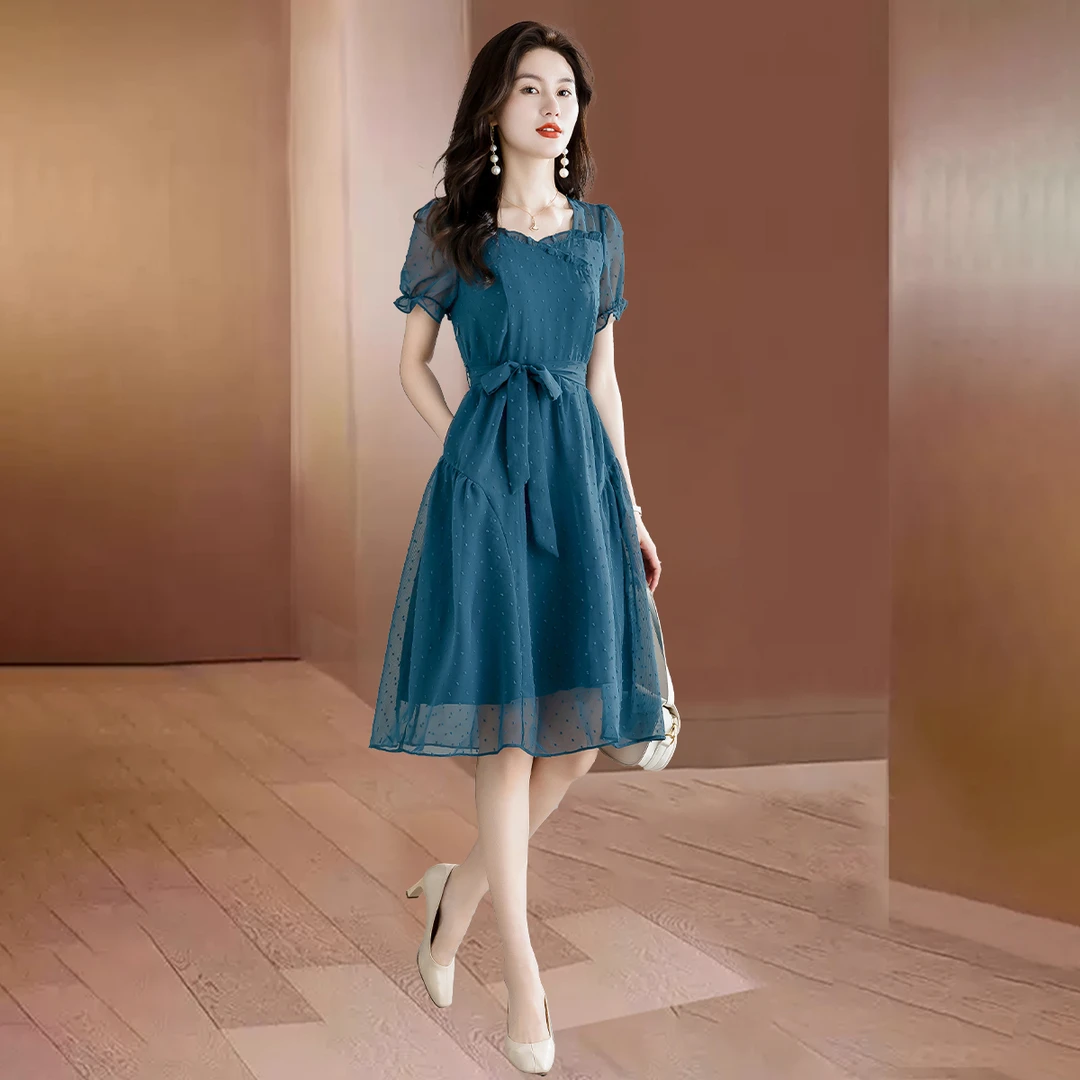 品牌轻奢高端女装连衣裙2024新款夏季法式高贵小个子外出洋气裙子