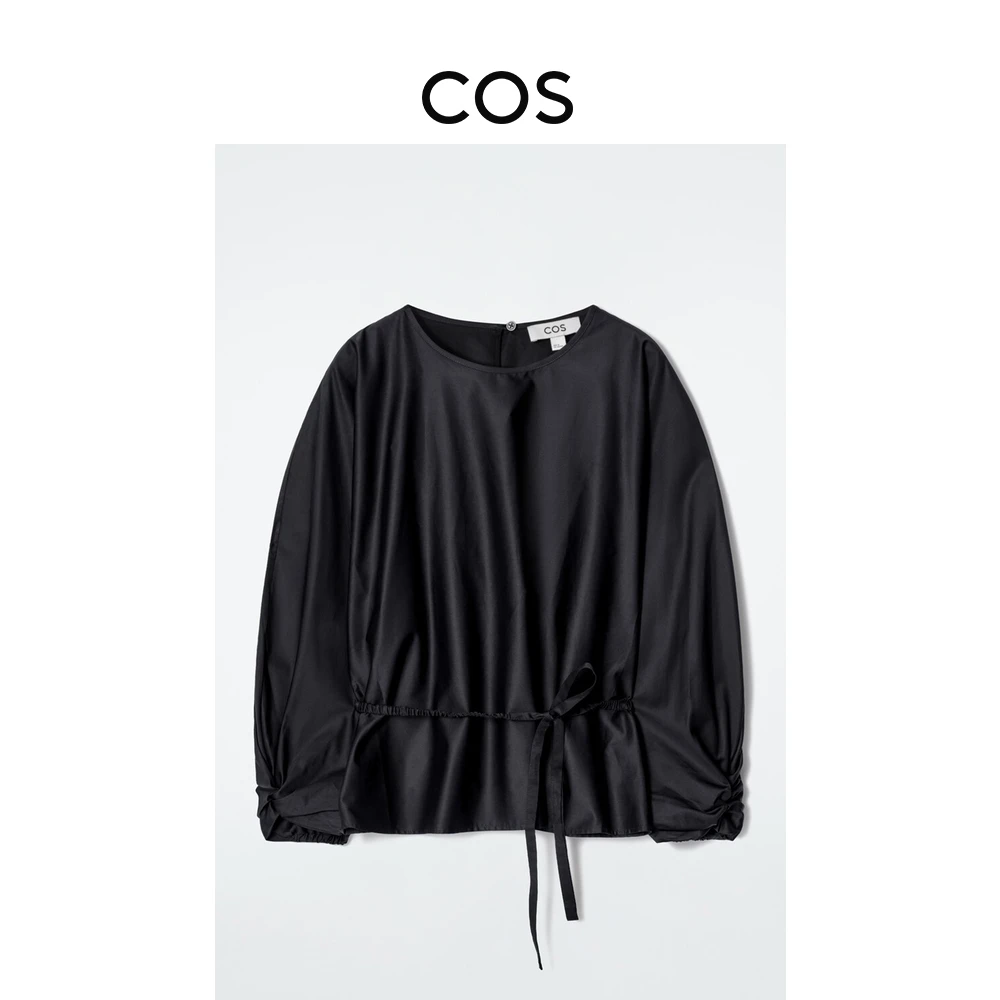 COS女装 标准版型抽绳收腰上衣藏青色2025春季新品1266082001