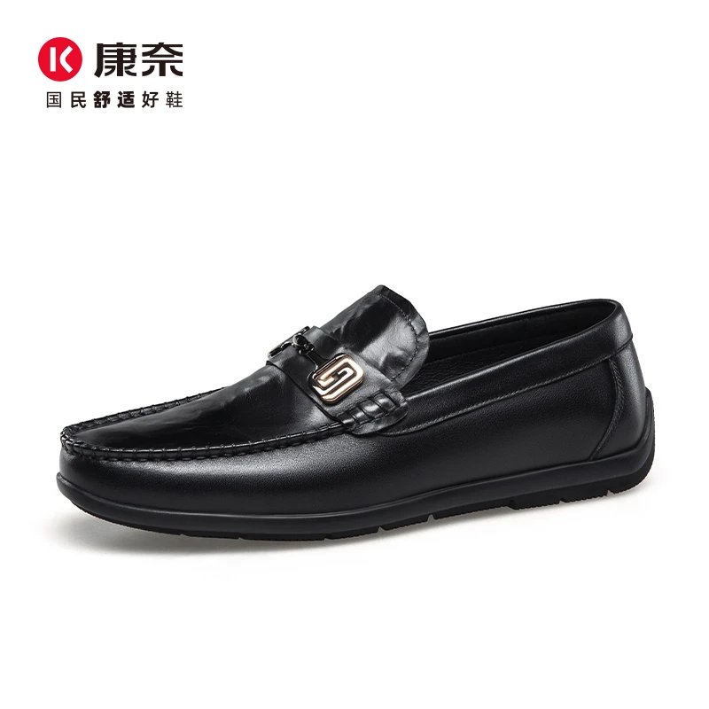 Kangnai/康奈51069专柜正品2025春商务休闲牛皮乐福男真皮豆豆鞋