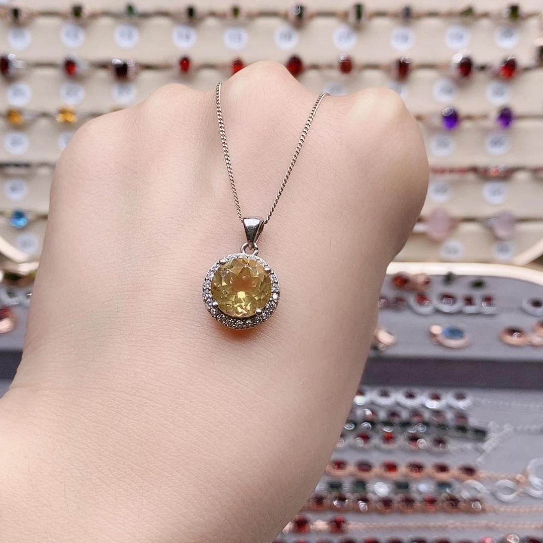 水晶颈饰银S925镶嵌吊坠