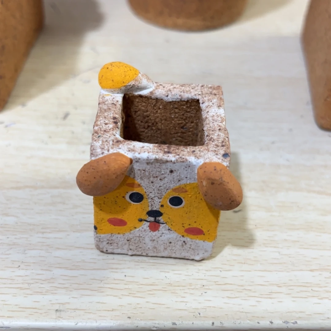 泥塑古镇炻陶花盆