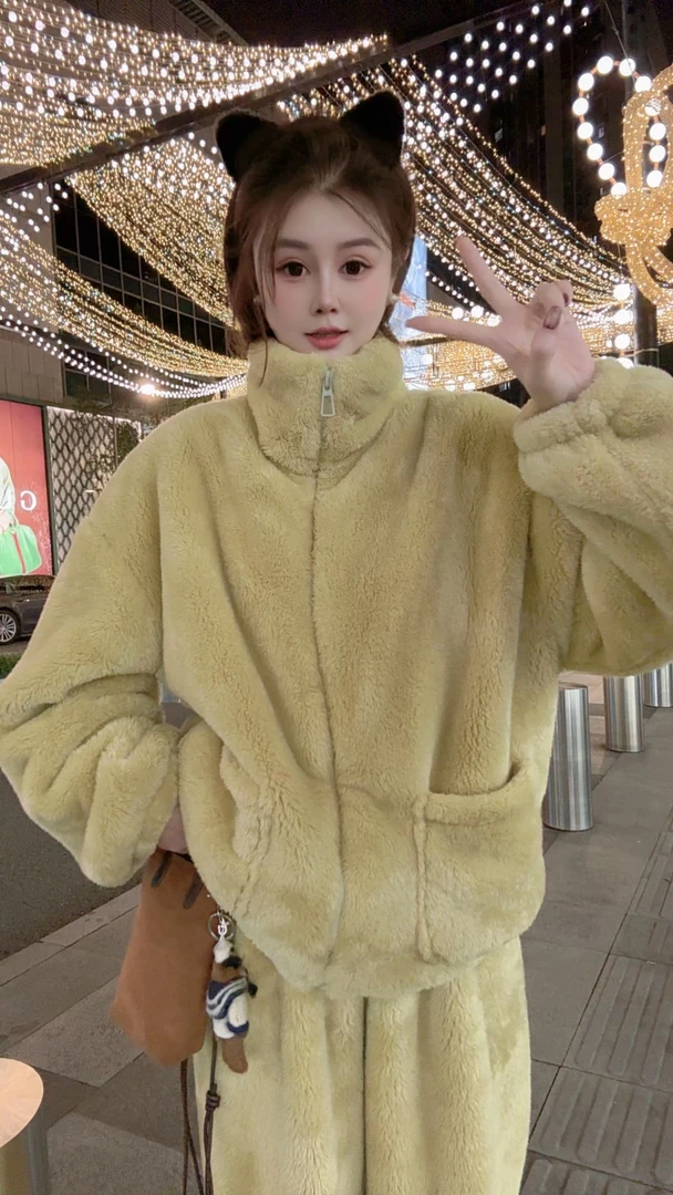 【花花定制】冬季双层特厚加厚睡衣家居服套装一整套