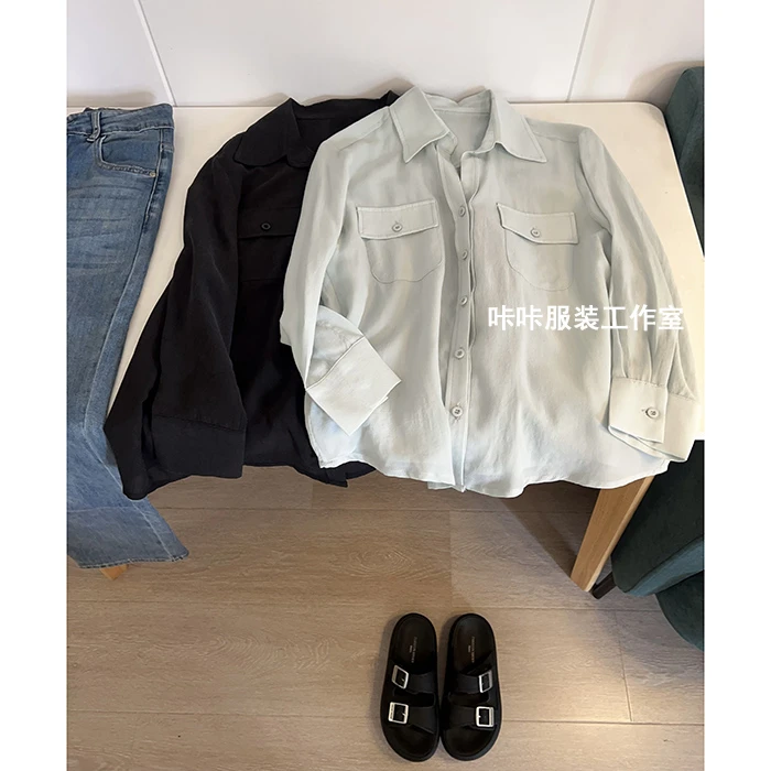 REKAYYAT“晨露”100%莱赛尔天丝砂洗时尚轻熟优雅防晒百搭长袖衬衫