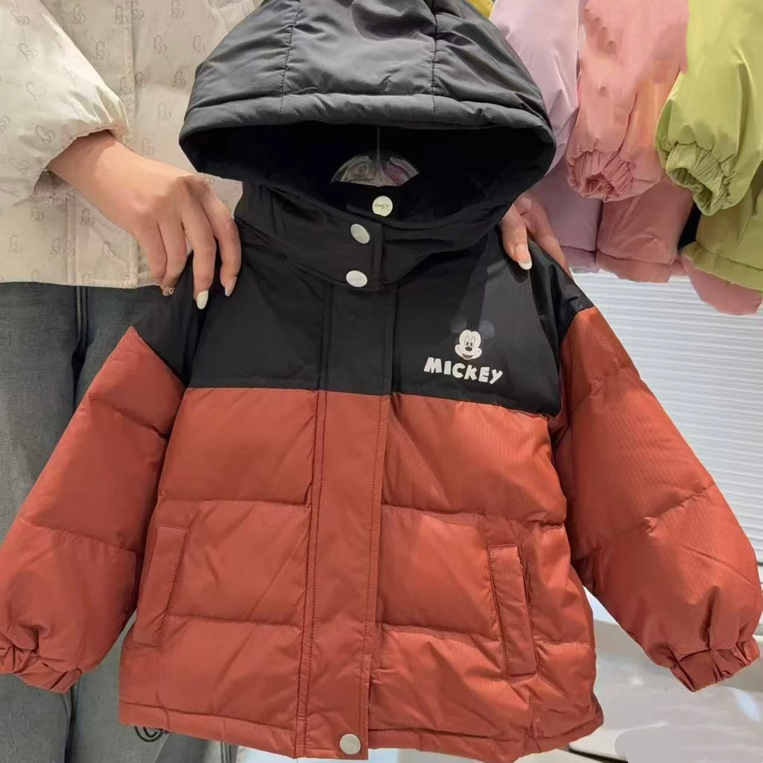 Disney/迪士尼儿童黑金拼色加厚羽绒服外套