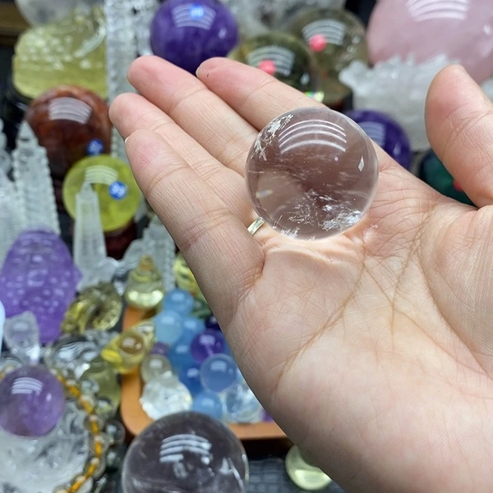 好***亮石材天然白水晶球