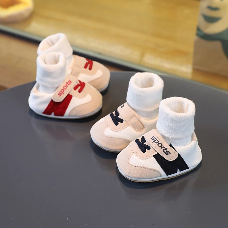 新款0-1岁男女宝宝软底鞋袜3-6-9个月婴儿不掉跟护脚套加绒学步鞋