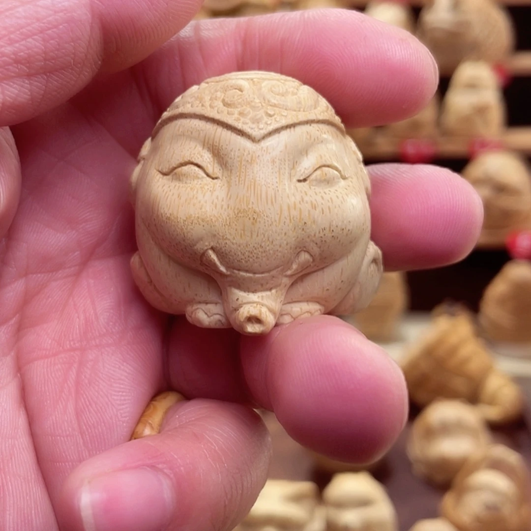 空***芦竹竹根雕大象手把件