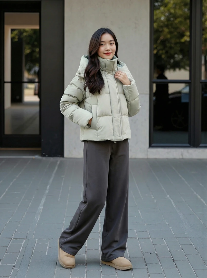 女款羽绒服拼接连帽短款显瘦保暖白鸭绒加厚宽松休闲女装时尚