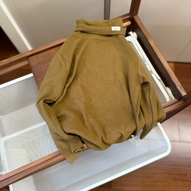 【编号P340】235039-05-儿童高领订标打底衫大版咸菜绿-SX