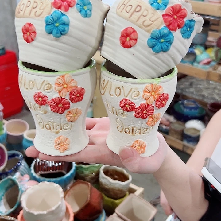 有孔.凑满10元发货多肉陶瓷花盆！