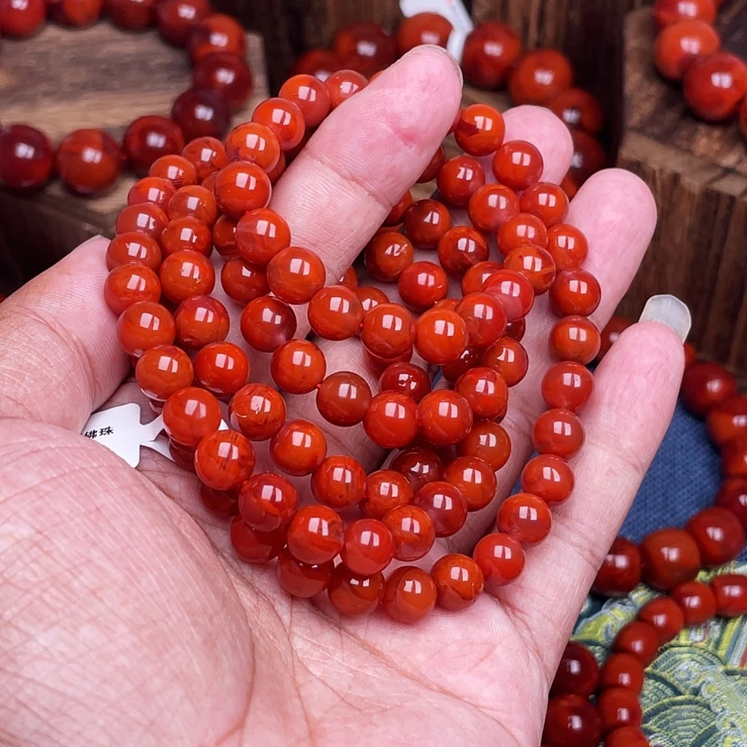 南红玛瑙未镶嵌珠链南红瓦西卡8多圈108