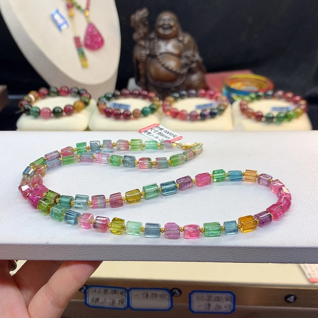 碧玺18K金镶嵌手串原石项链/6