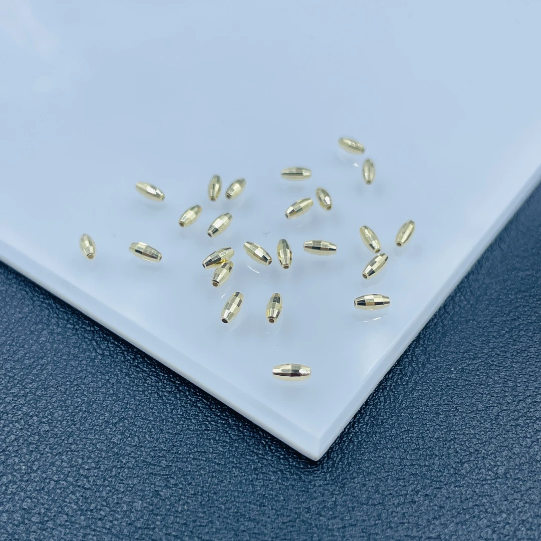 「戴琴珠宝」YZ3566-2*4mm左右18k金橄榄镭射珠配件-发其一