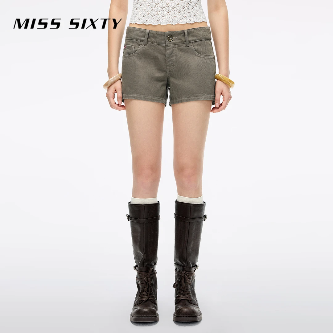 【进口牛仔面料】Miss Sixty2025秋季新款牛仔短裤女中腰直筒裤