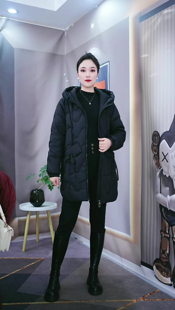 【上新定制】H.G530#-新款减龄百搭羽绒黑色外套