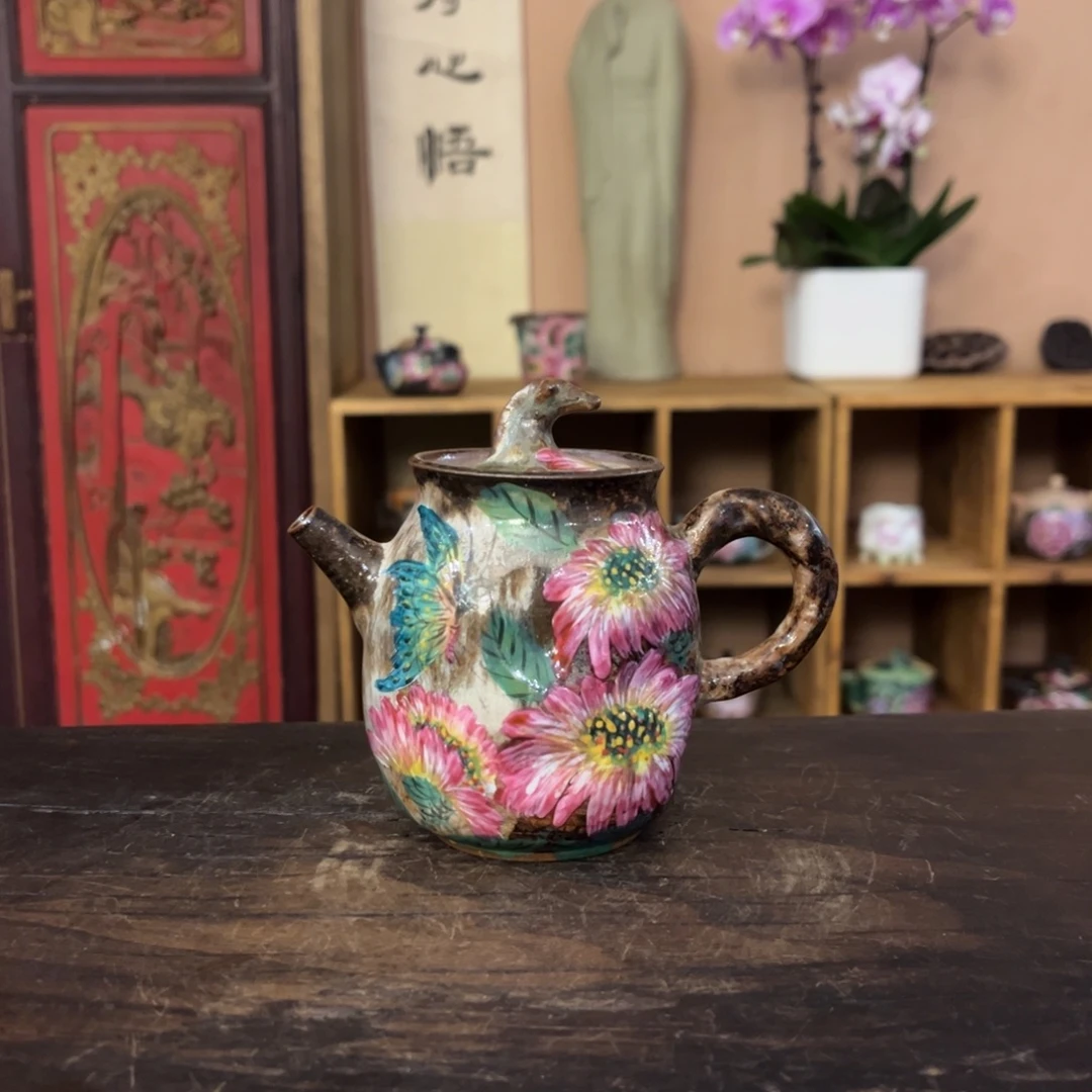 春***然柴烧纯手工手绘陶瓷