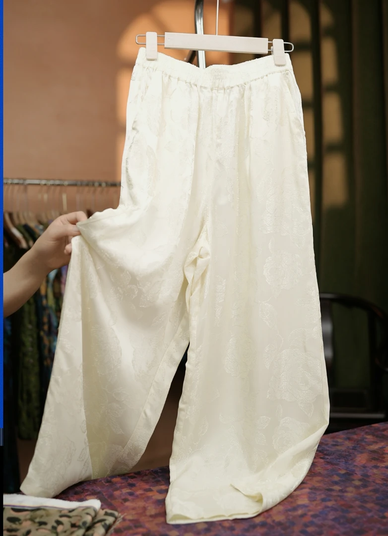 {花序}新中式提花保暖极简风夏季休闲裤长裤复古清凉感